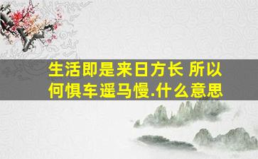 生活即是来日方长 所以何惧车遥马慢.什么意思